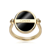 Anello zodiacale Cancro con onice nera