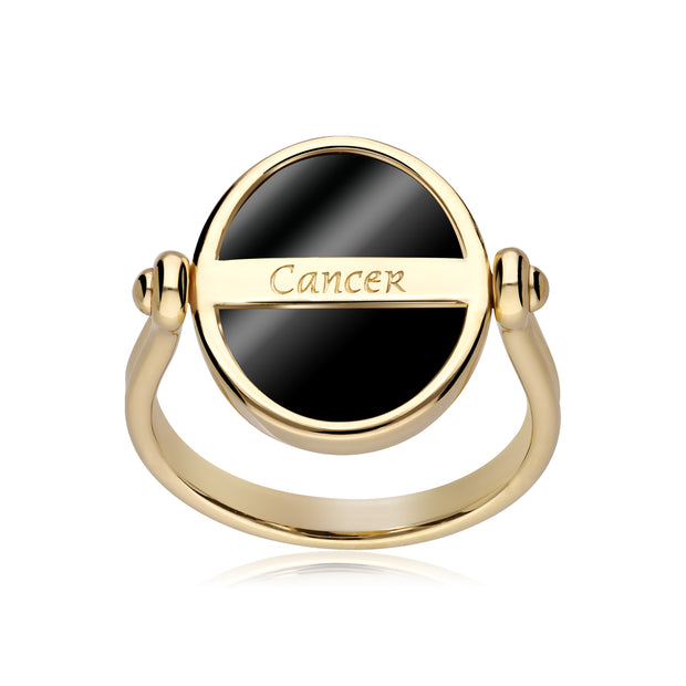 Anello zodiacale Cancro con onice nera