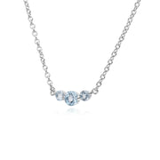 Collana in argento sterling con tre pietre di topazio azzurro rotondo sfumato da 45 cm