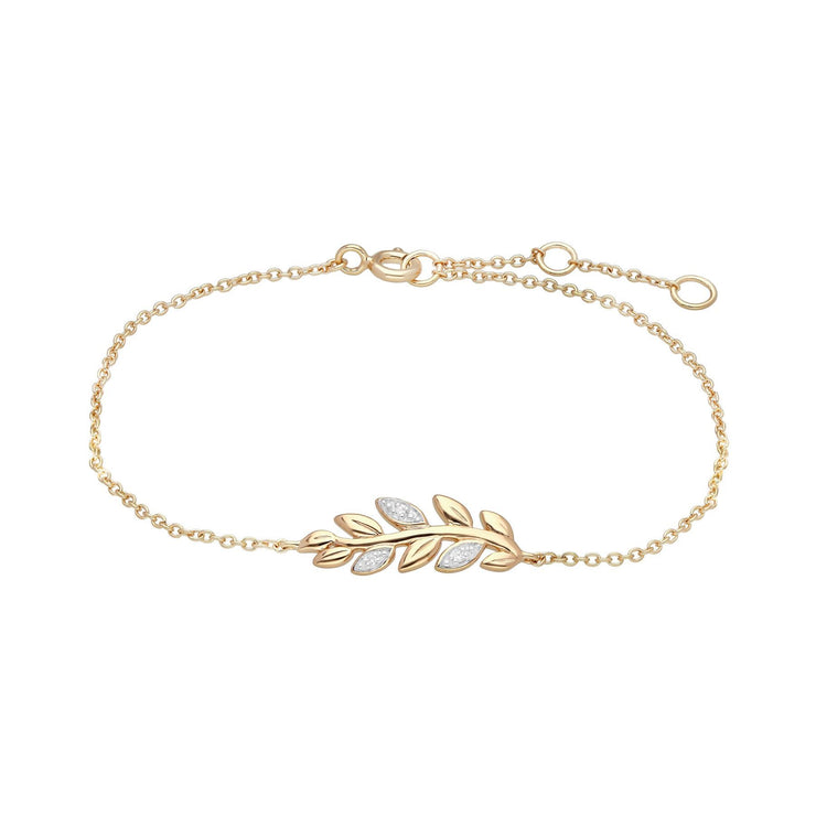 Bracciale e orecchini a Lobo O Leaf in oro giallo 375 con diamanti