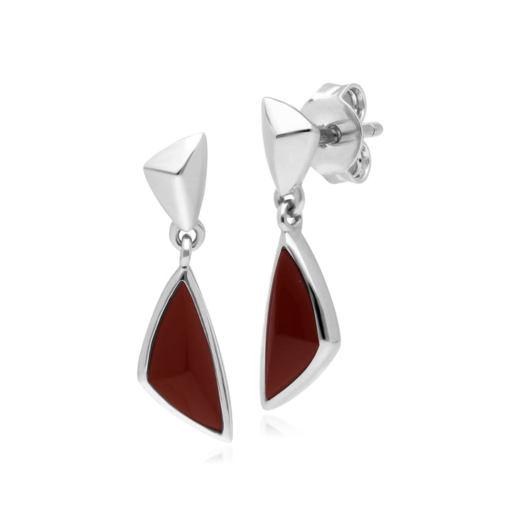 Mini orecchini pendenti in argento 925 con diaspro rosso