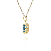 Classico pendente in oro giallo 375 con topazio blu London e diamante lux