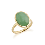 Anello di giada Gemondo, anello con cornice in giada verde da 9 ct in oro giallo da 3 ct