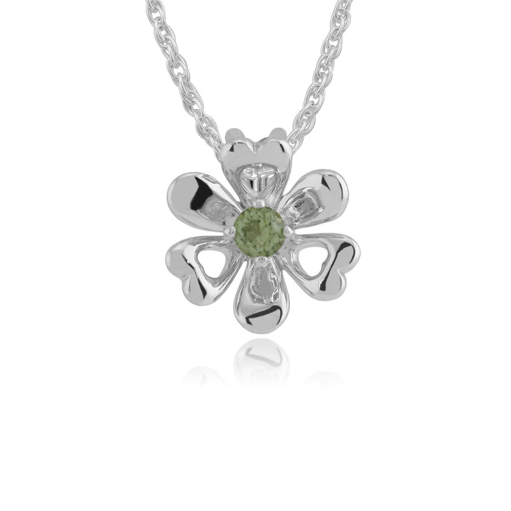 Ciondolo floreale in argento 925 con peridoto