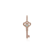 Ciondolo classico con lucchetto a cuore intrecciato in argento 925 placcato oro rosa e ciondoli chiave in opale