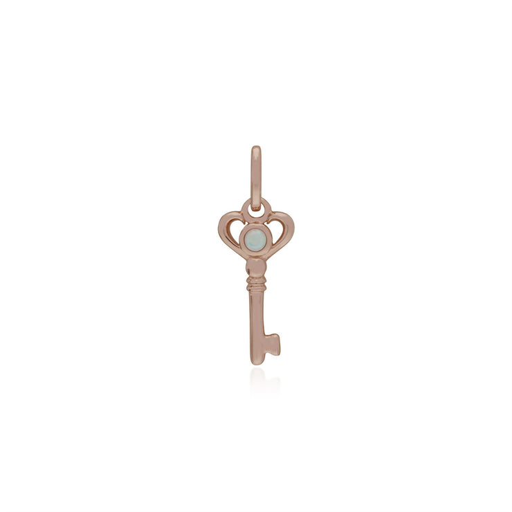 Ciondolo classico con lucchetto a cuore intrecciato in argento 925 placcato oro rosa e ciondoli chiave in opale