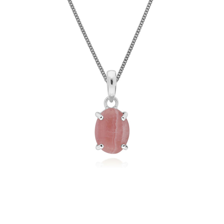 Classico bracciale e pendente ovale in rodocrosite in argento 925
