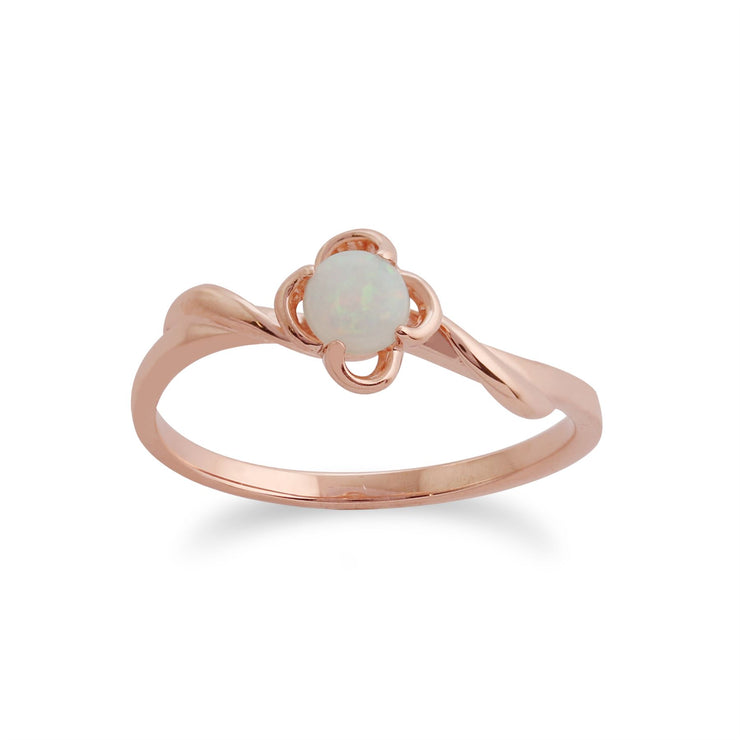 Orecchini a bottone e anello floreali Fiore opale in oro rosa 375