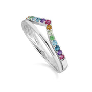 Anello V arcobaleno in argento 925