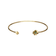 Bracciale rigido con trifoglio Gardenia e smeraldo