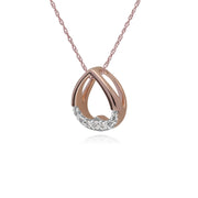 Collana con diamanti, ciondolo a forma di cuore con diamanti in oro rosa da 9 ct su catena da 45 cm