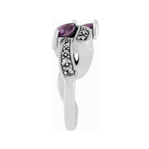 Anello in argento sterling da 0,62 ct con ametista e marcasite in stile Art Nouveau