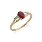 Anello Gemondo con rubino, anello in oro giallo da 9 ct con rubino e diamanti da 0,63 ct