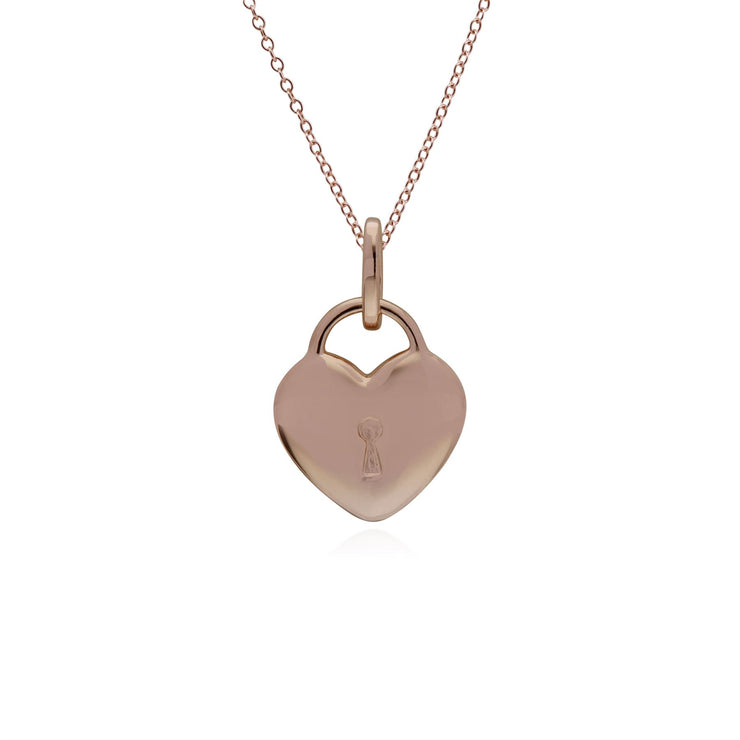 Ciondolo classico con lucchetto a cuore in argento 925 placcato oro rosa e grandi ciondoli con chiave in smeraldo