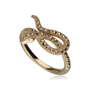 Anello Snake in argento 925 placcato oro con marcasite