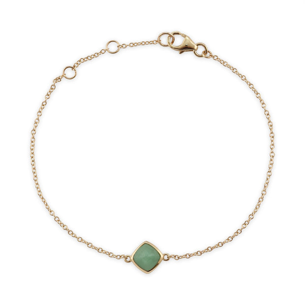 Bracciale classico con chiusura a cuscino in giada verde, oro giallo 375