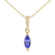 Classico pendente marquise in oro giallo 375 con tanzanite e orecchini a bottone