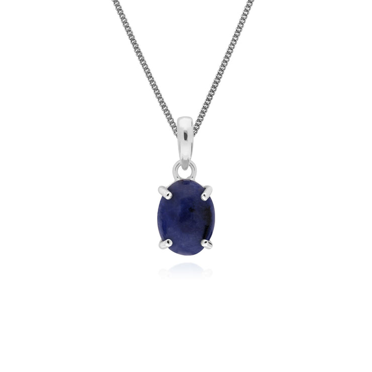 Collana in argento sterling Sodalite con pietra singola ovale da 45 cm