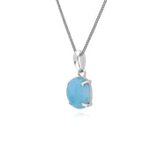 Collana ovale singola con pietra Larimar in argento sterling da 45 cm