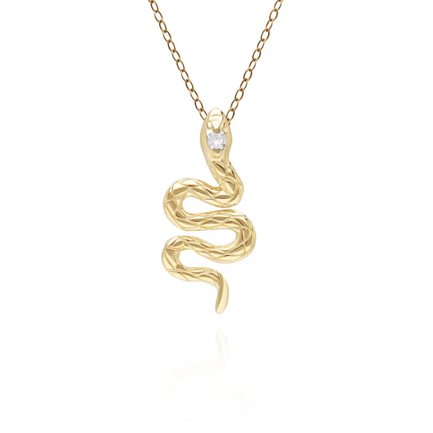 Pendente serpente con diamante ECFEW™ in oro giallo 9k