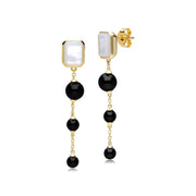 Gemondo Boucles d'Oreilles Pendantes Asymétriques ECFEW™ 'The Unifier' Nacre et Onyx