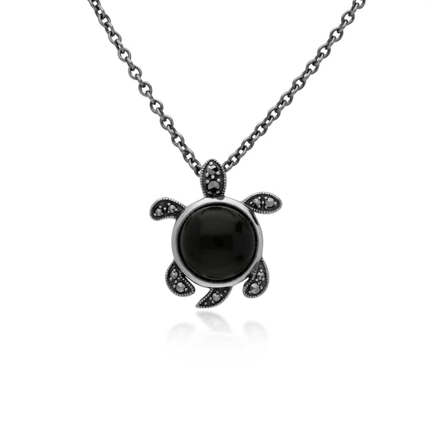 Collana di giada, argento sterling con giada tinta da 4 ct e marcasite tartarugata da 0,12 ct, collana da 45 cm