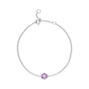 Bracciale geometrico e anello in argento 925 con ametista ottagonale