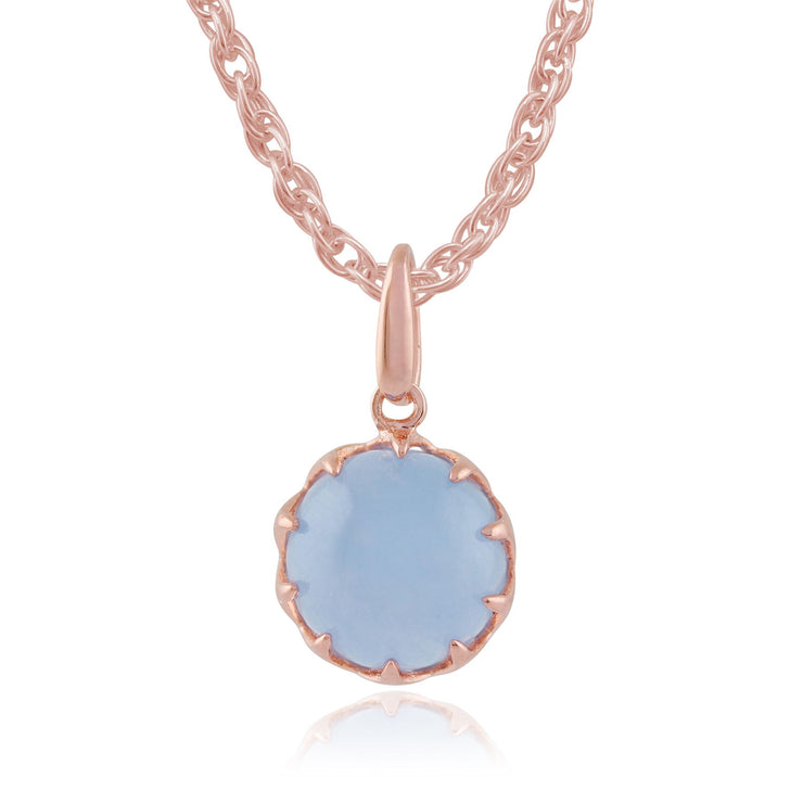 Collana Calo' in Giada Blu Pastello in Argento Sterling Placcato Oro Rosa 9ct