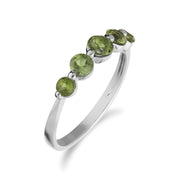 Gemondo Anello da donna con cinque pietre rotonde sfumate e peridoto in argento sterling - Peridoto