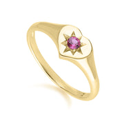 Anello cuore ECFEW™ "The Liberator" con rodolite in oro giallo 375