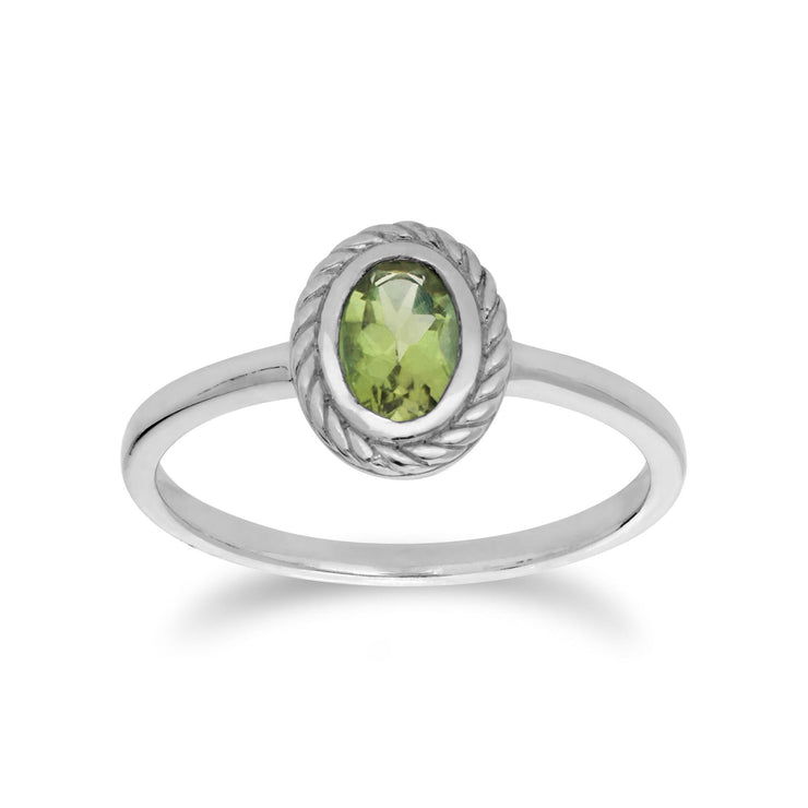 Gemondo Anello con peridoto Anello in argento sterling con peridoto modello corda di agosto - Peridoto