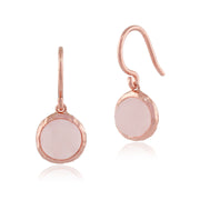 Orecchini pendenti e pendenti Boho in argento 925 placcato oro giallo con castone rotondo al quarzo rosa