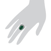 Anello ovale MARCASSITE scintillante con Calcedonio verde in argento sterling 925