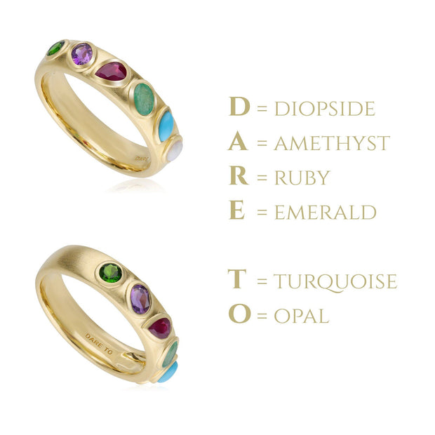 Anello in oro spazzolato "Dare To" di Whispers codificato con pietre preziose