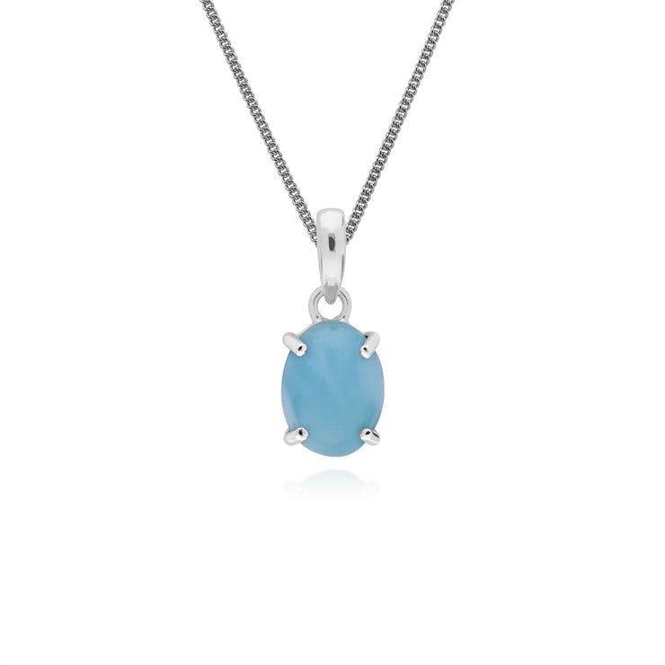 Bracciale e pendente classici in argento Larimar ovale 925