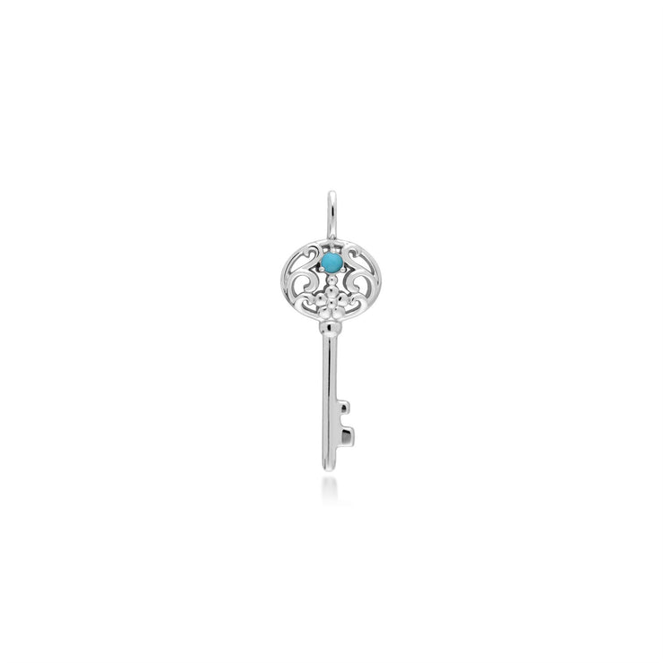 Classico ciondolo con lucchetto a cuore intrecciato in argento 925 e grandi ciondoli con chiave turchese