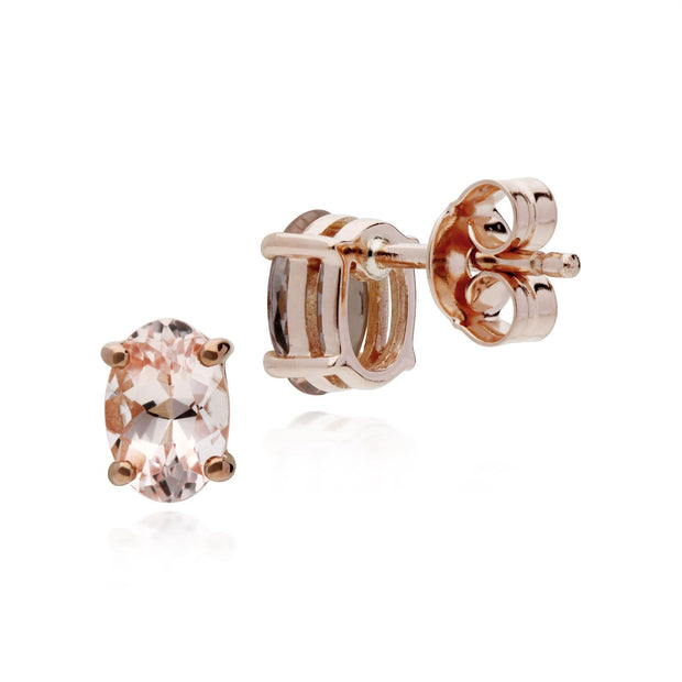 Orecchini con morganite, orecchini con morganite in oro rosa da 9 ct da 0,81 carati