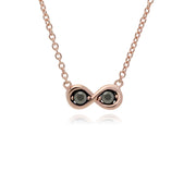 Collana e orecchini a lobo infinito in argento 925 placcato oro rosa Marcasite