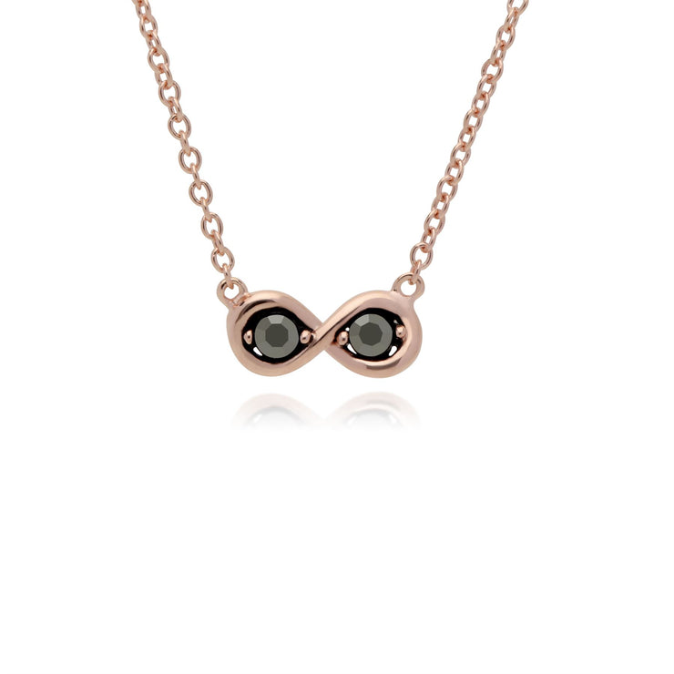 Collana e orecchini a lobo infinito in argento 925 placcato oro rosa Marcasite