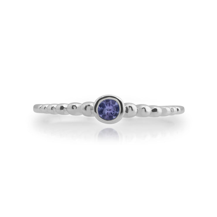 Anello Gemondo con tanzanite, anello con pietra portafortuna impilabile in argento sterling 925 da 0,11 CT con tanzanite