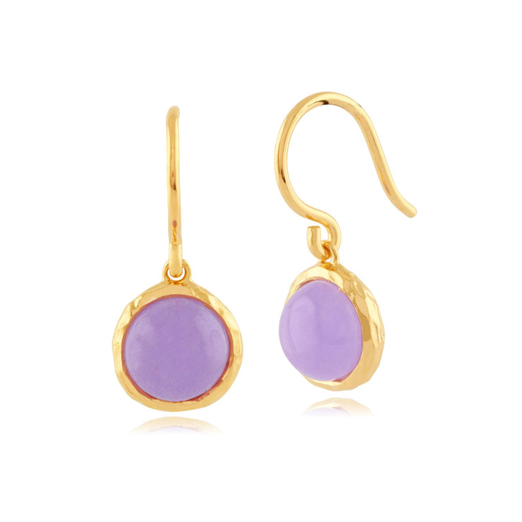 Orecchini pastello 'Irida' con giada lavanda in argento sterling placcato oro giallo da 9 ct