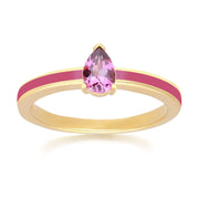 Anello valzer siberiano smalto rosa e rodolite in argento dorato con oro fino