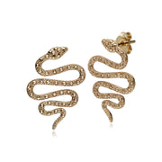 Orecchini serpente in argento 925 placcato oro con marcasite