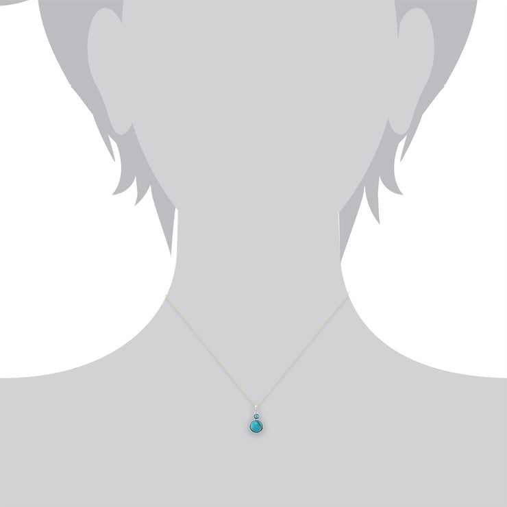 Orecchini pendenti e pendenti stile Boho in argento 925 con doppio cabochon rotondo turchese