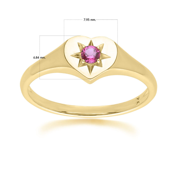 Anello cuore ECFEW™ "The Liberator" con rodolite in oro giallo 375