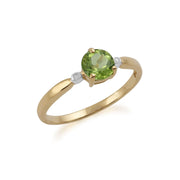 gemondo Anello con peridoto, anello in oro giallo da 9 ct con peridoto da 0,63 ct e diamanti