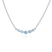 Collana in argento sterling con cinque pietre di topazio azzurro rotondo sfumato da 45 cm