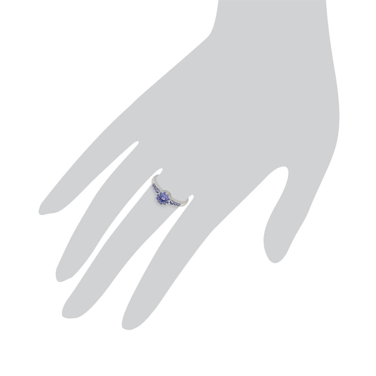 Anello Gemondo con tanzanite, anello con tanzanite in oro bianco da 9 ct da 0,57 ct