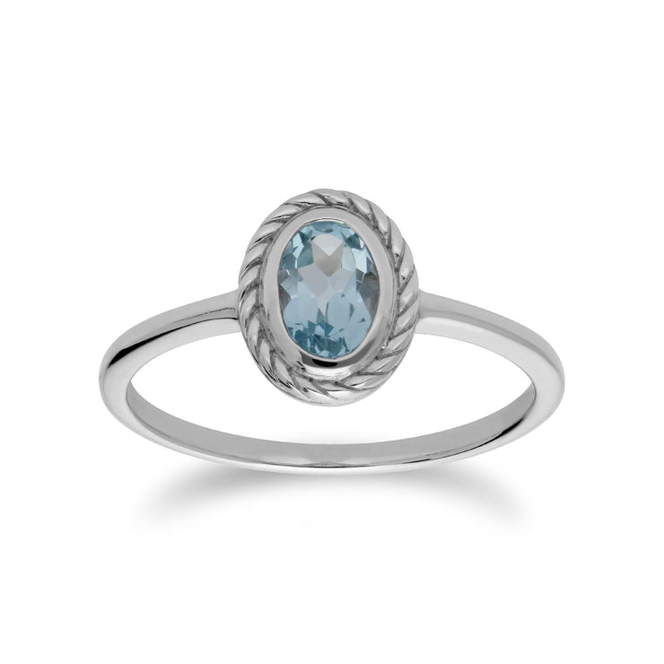 Anello Gemondo con topazio, anello modello corda di novembre in argento sterling con topazio azzurro - TOPAZIO