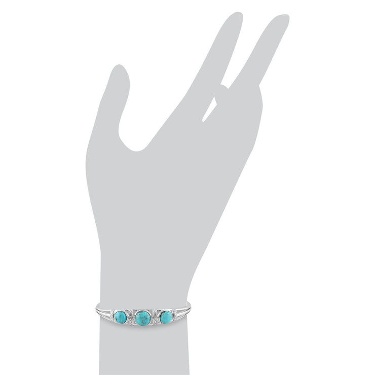 Bracciale rigido Boho Argento 925 cabochon rotondo turchese